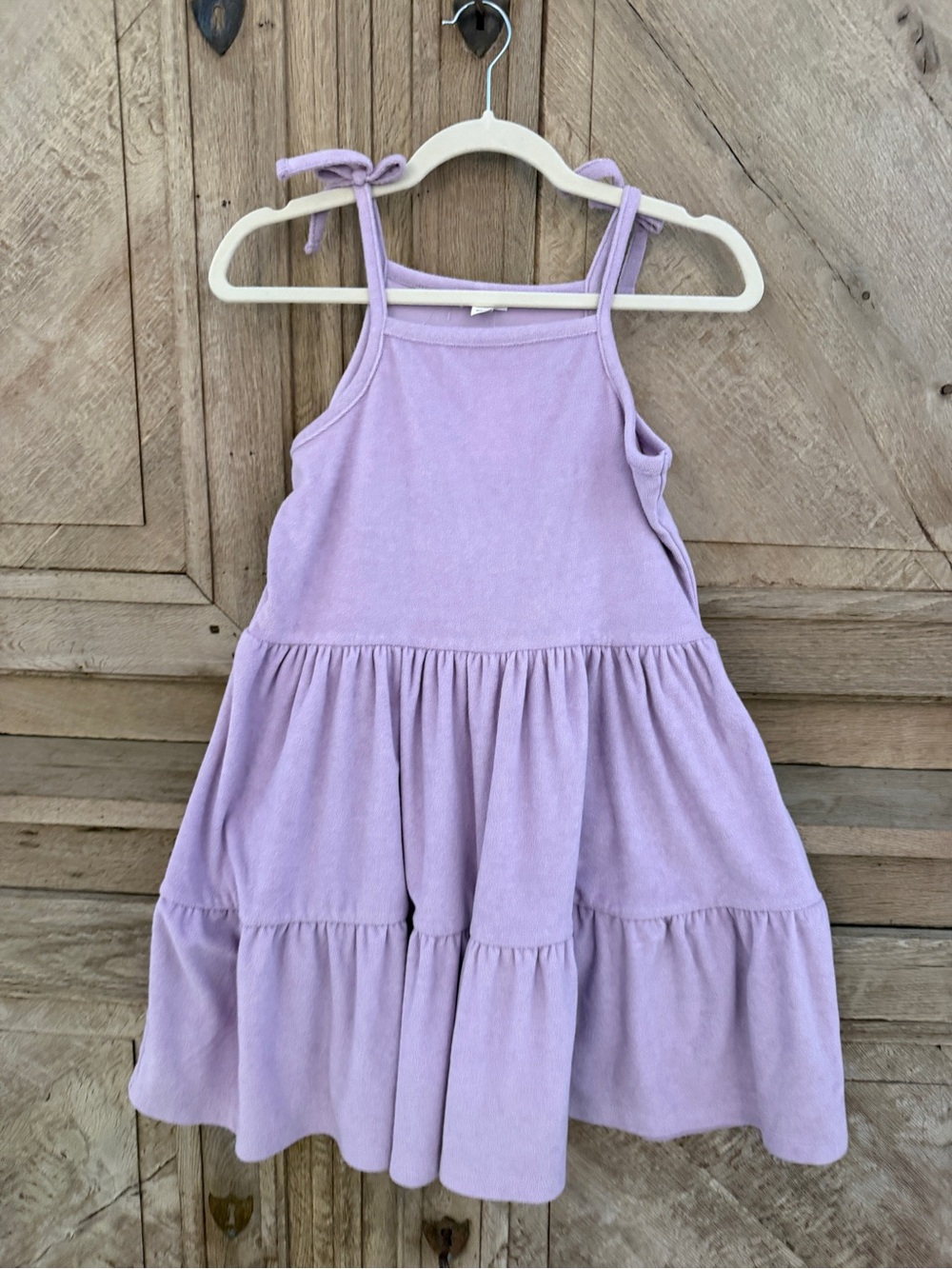 Terrycloth Tie-Shoulder Tiered coverup Dress